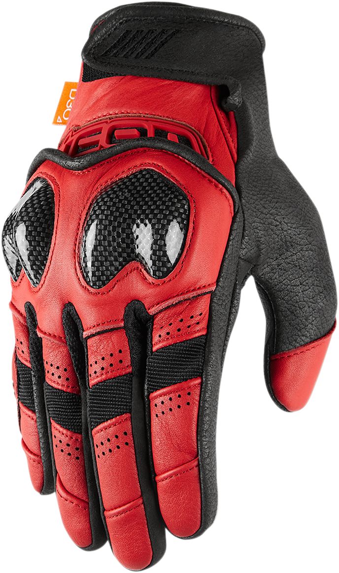 Icon Contra 2 Leather Gloves Red