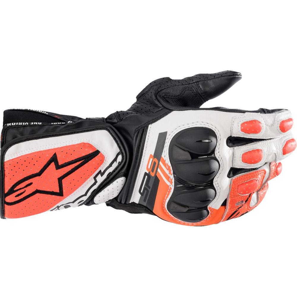 Alpinestars SP-8 V3 Leather Gloves White / Fluo Red / Black