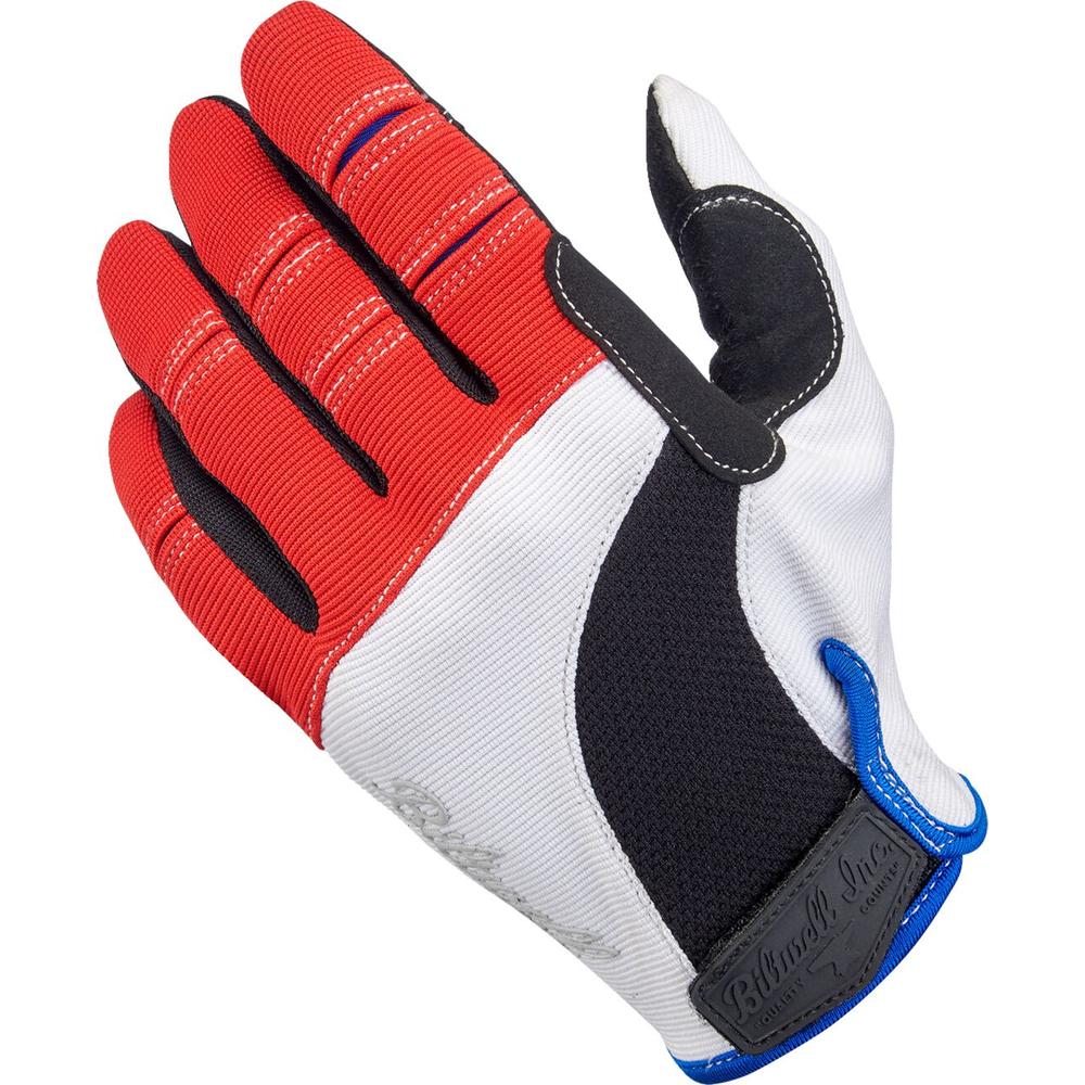 Biltwell Moto Short Cuff Textile Gloves Red / White / Black