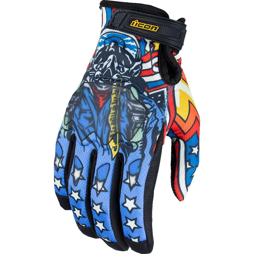 Icon Hooligan Flyboy CE Gloves Black / Blue / Red / White  - FREE UK Delivery - Moto Central