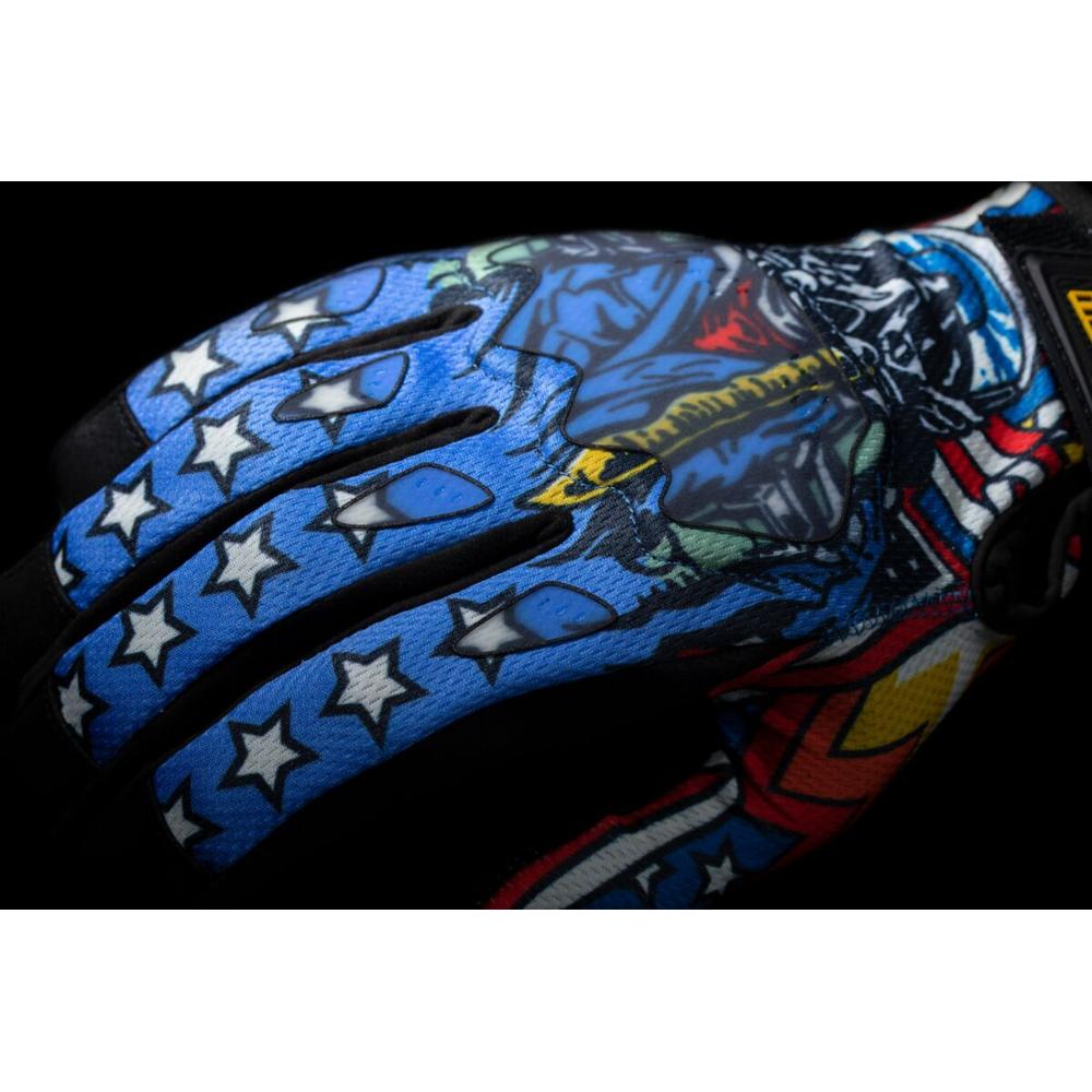 Icon Hooligan Flyboy CE Gloves Black / Blue / Red / White  - FREE UK Delivery - Moto Central