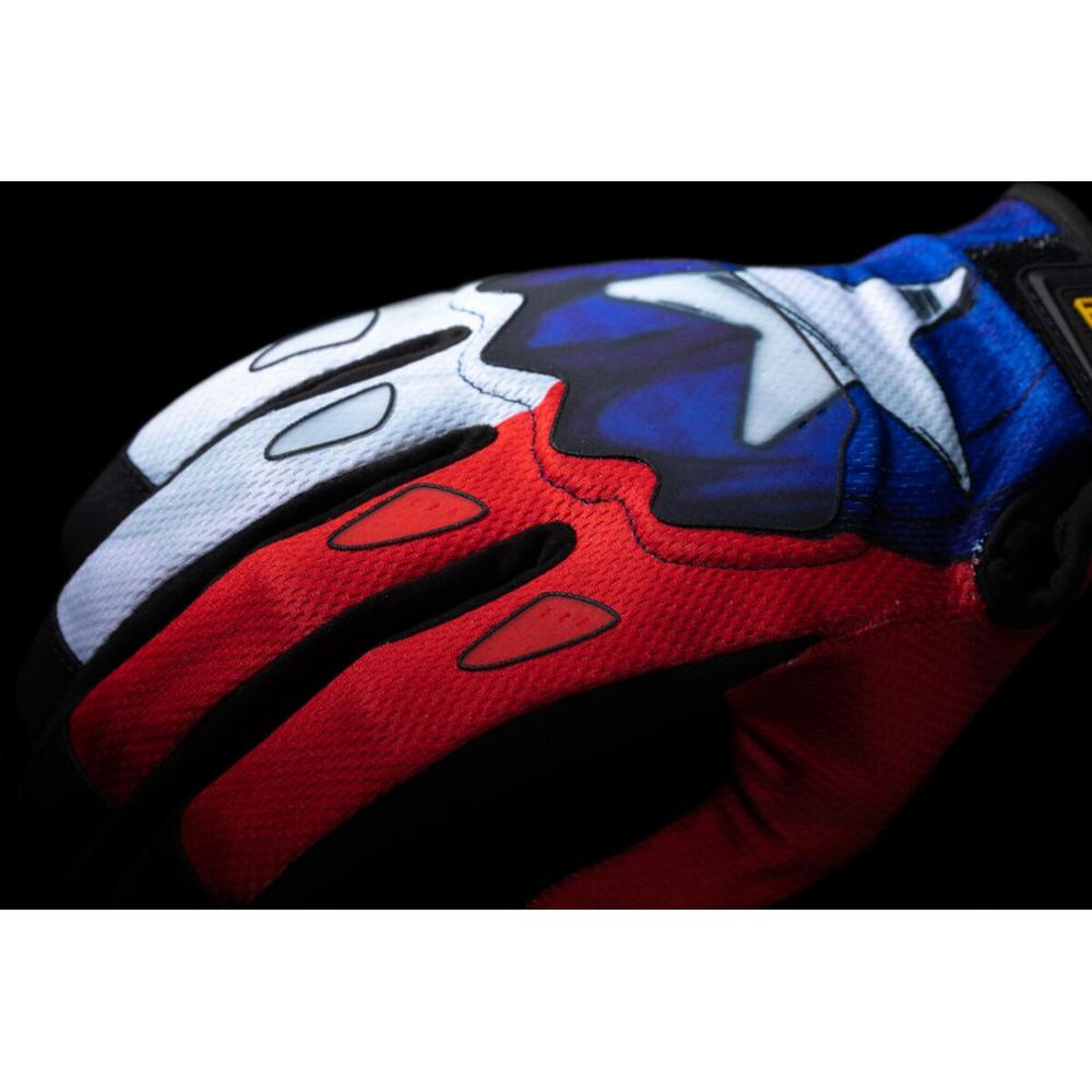 Icon Hooligan Tejas Libre CE Gloves Blue / Red / White  - FREE UK Delivery - Moto Central