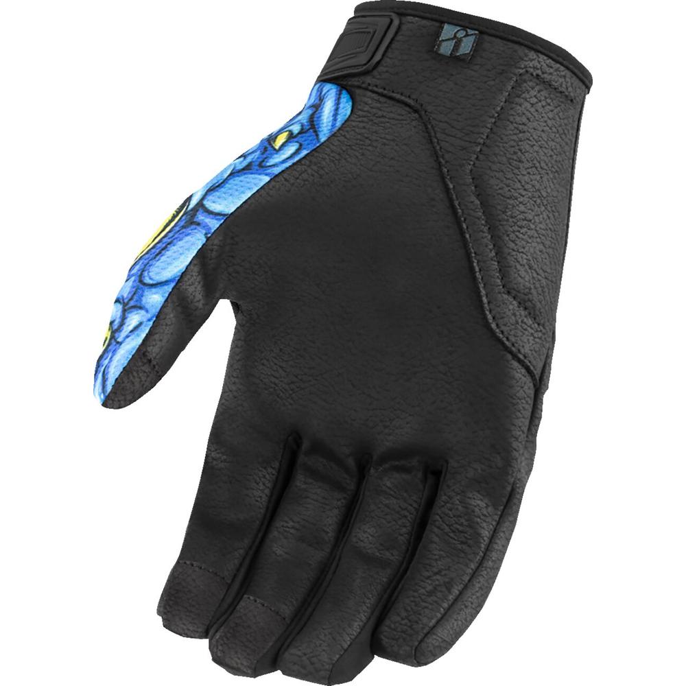 Icon Hooligan Kryola Kreep Gloves Black / Blue / Yellow - FREE UK Shipping, FREE 365 Day Returns | Moto Central