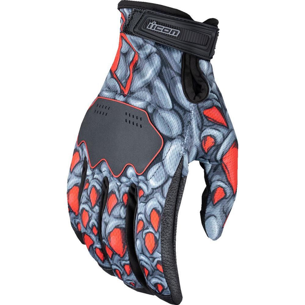 Icon Hooligan Kryola Kreep Gloves Black / Grey / Red  - FREE UK Delivery - Moto Central