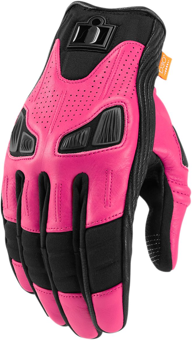 Icon Automag 2 Ladies Short Leather Gloves Pink / Black