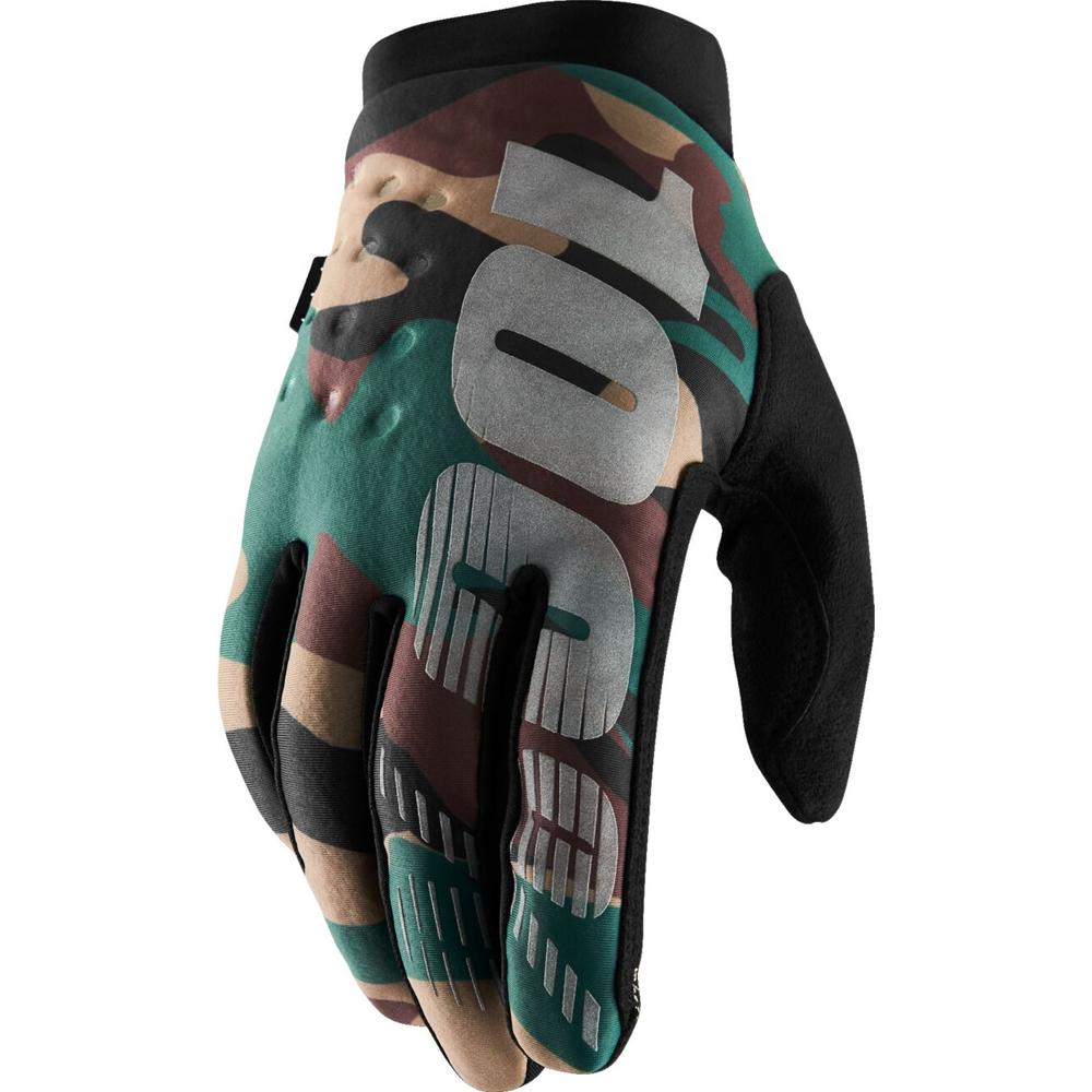 100% Brisker Cold Weather Gloves Black / Camo Green / Camo Tan