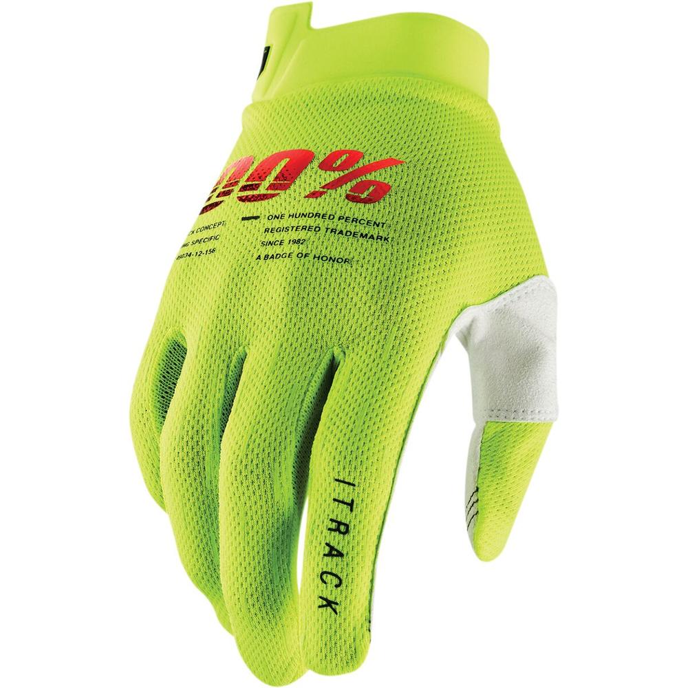 100% iTrack Gloves Fluo Yellow