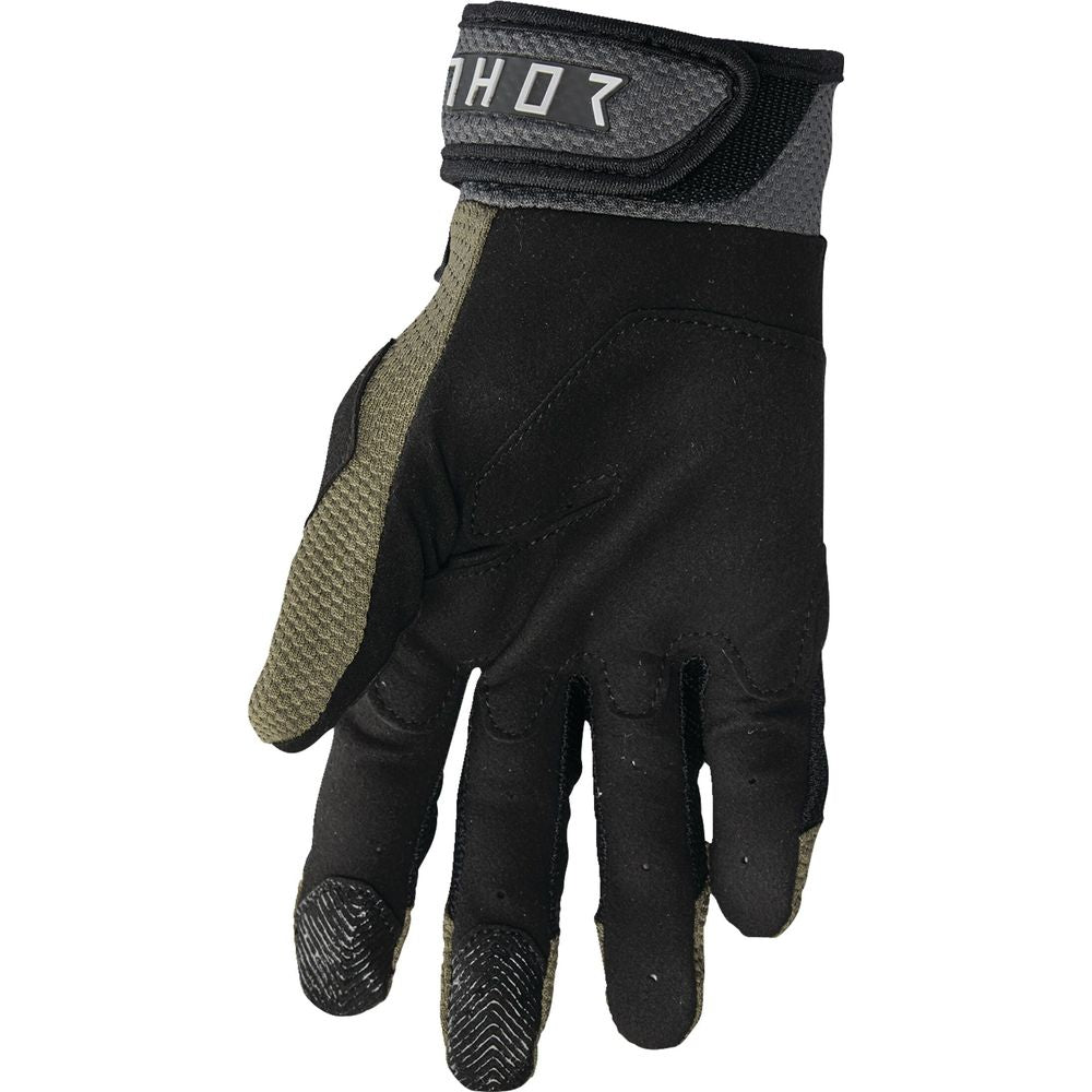 Thor Terrain Textile Gloves Charcoal / Army Green  - FREE UK Delivery - Moto Central