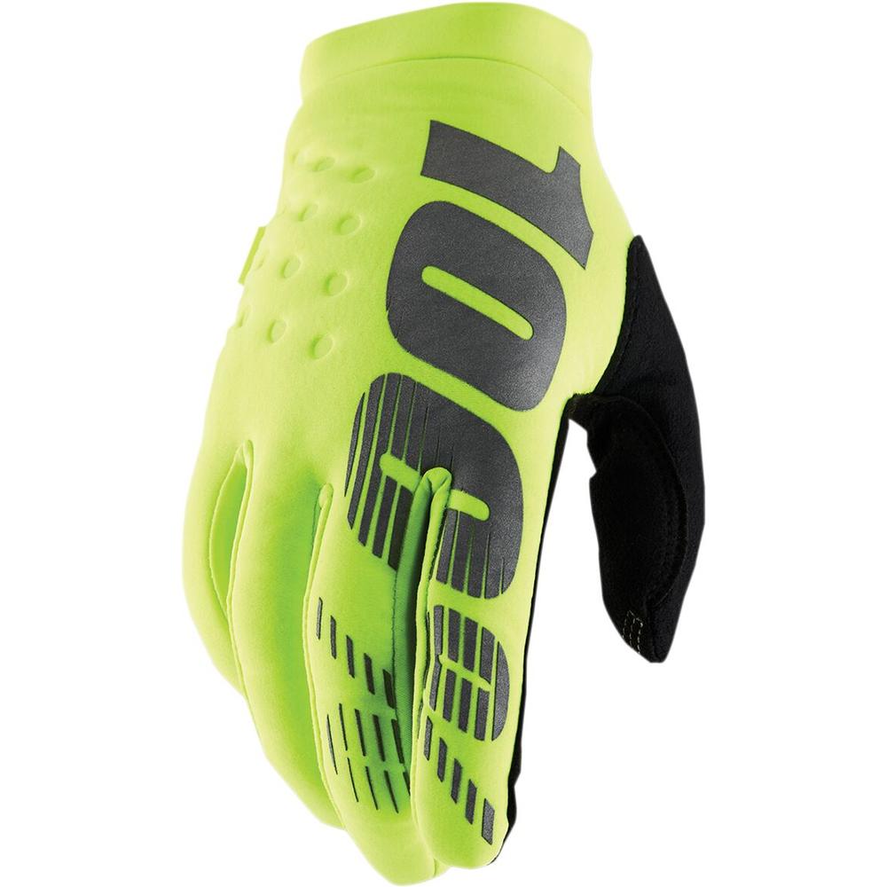 100% Brisker Youth Gloves Black / Fluo Yellow