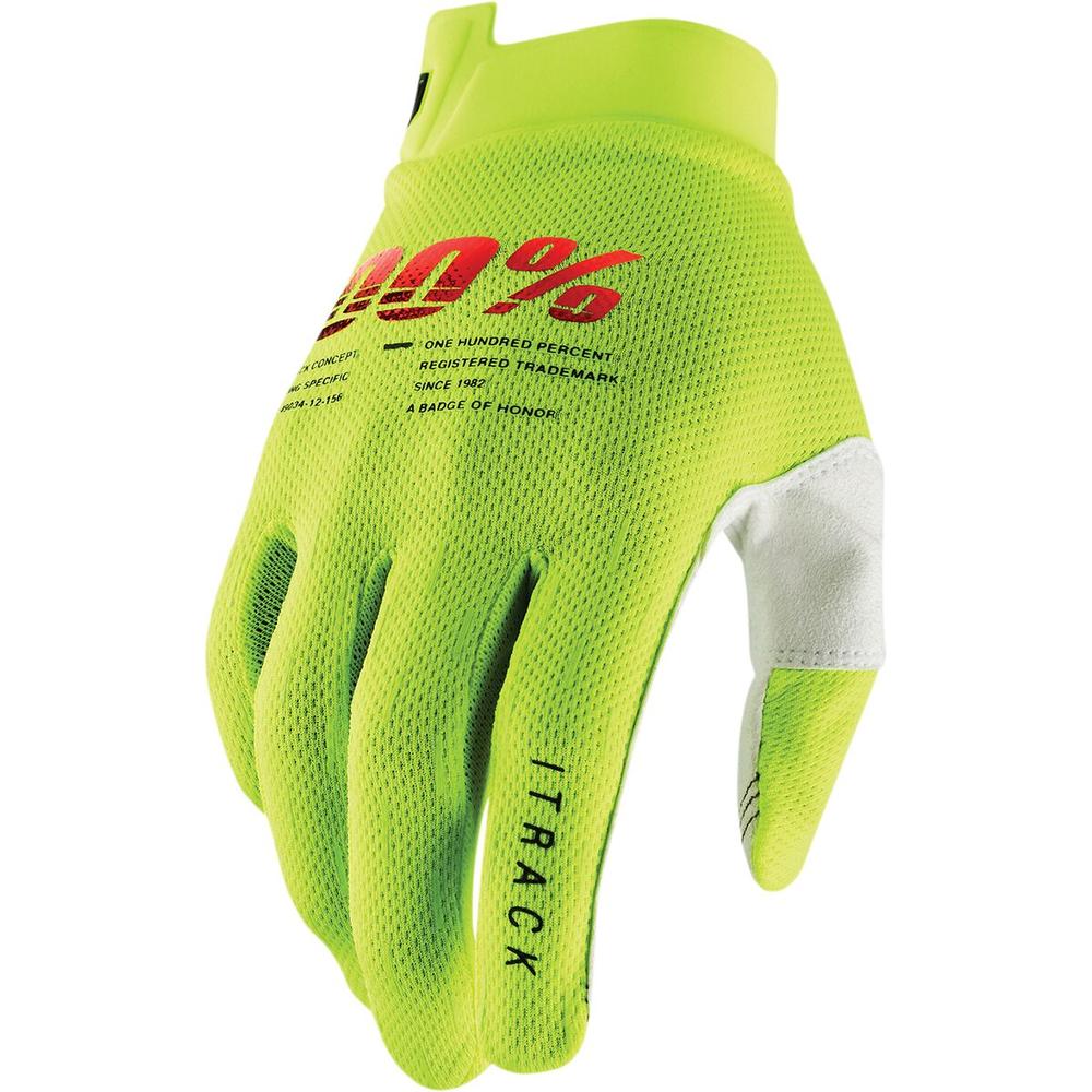 100% iTrack Youth Gloves Fluo Yellow