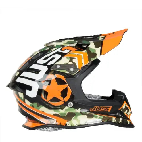 Just1 J12 Carbon MX Helmet Kombat Orange  - FREE UK Delivery - Moto Central