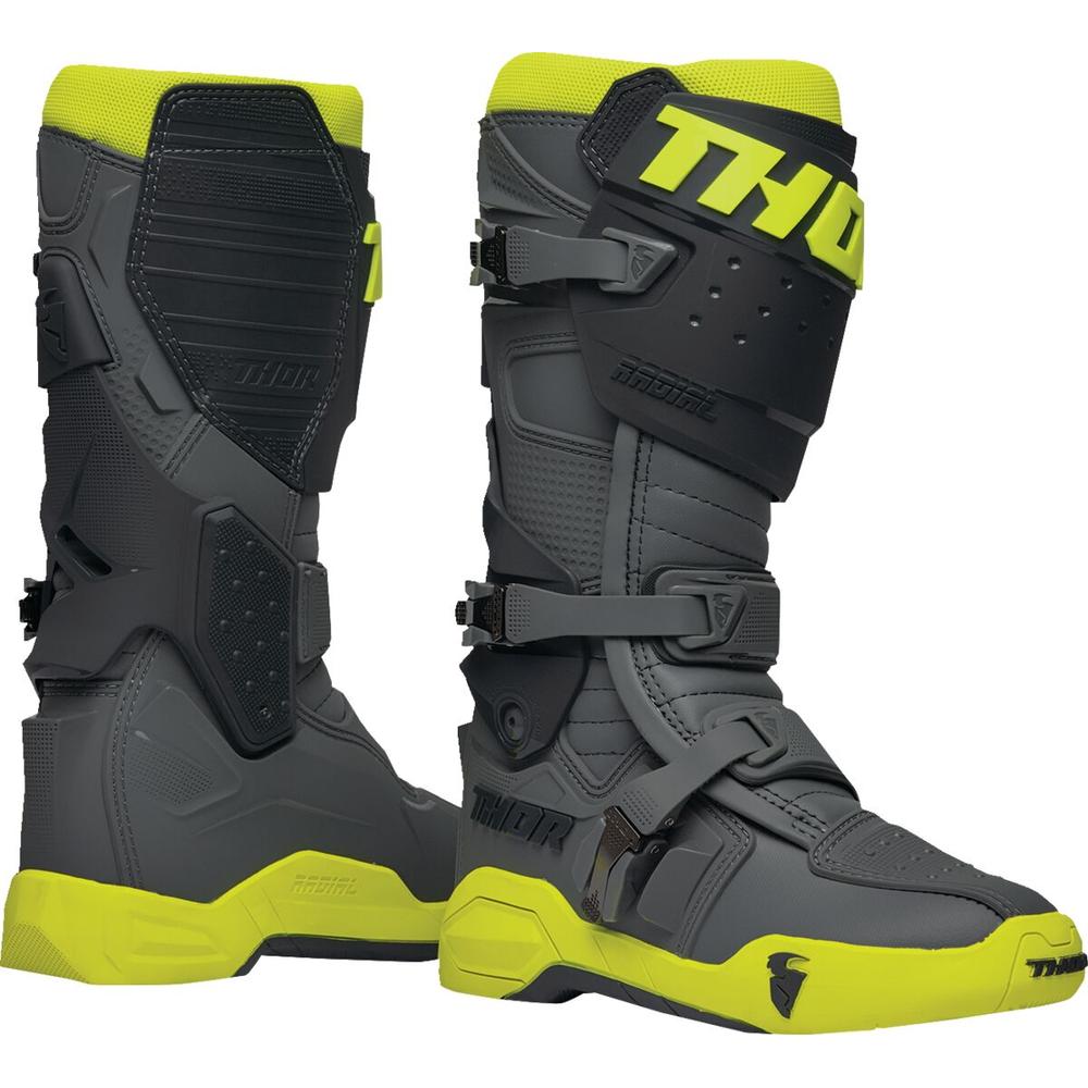 Thor Radial MX Boots Grey / Fluo Yellow