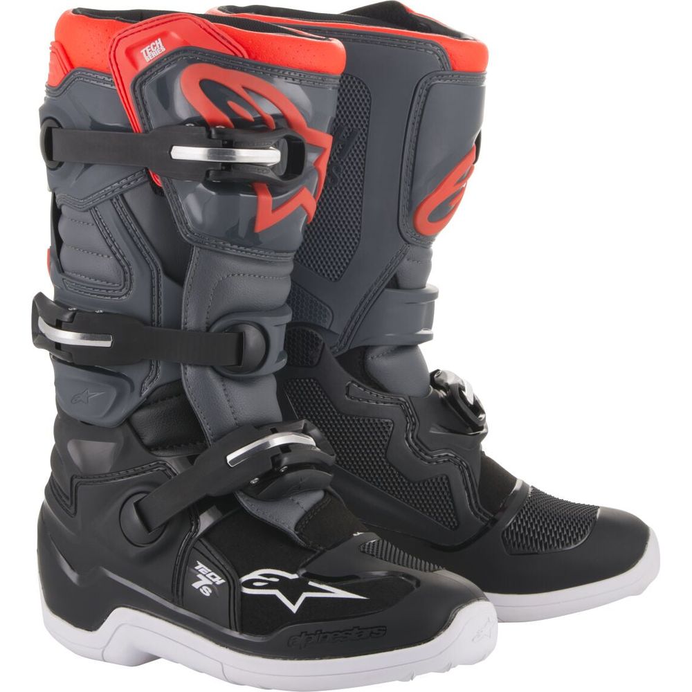 Alpinestars Tech 7S Youth Boots Dark Grey / Light Grey / Red