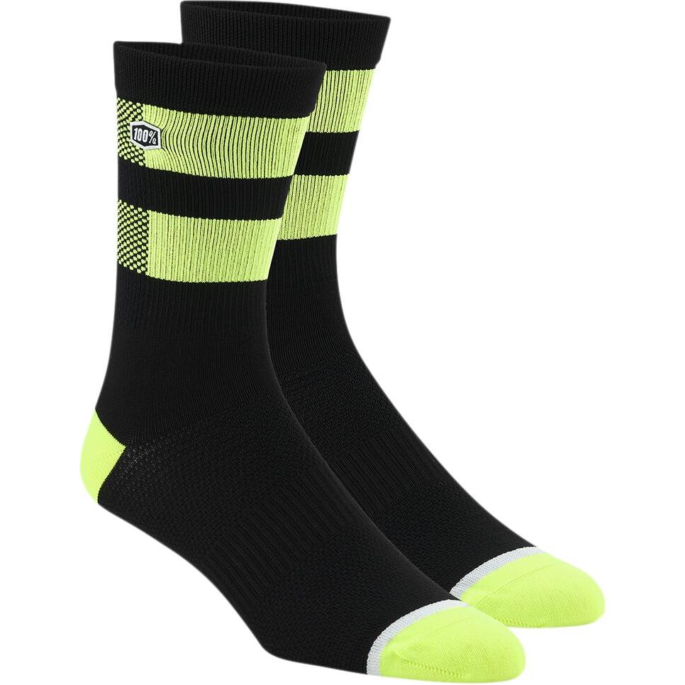 100% Flow Socks Black / Fluo Yellow