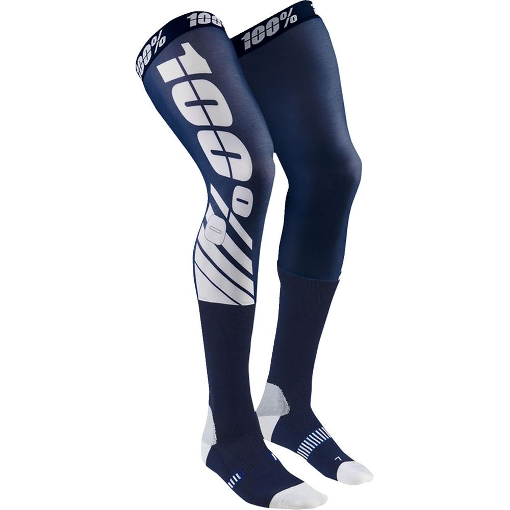 100% REV Knee Brace Performance Moto Socks Navy / White