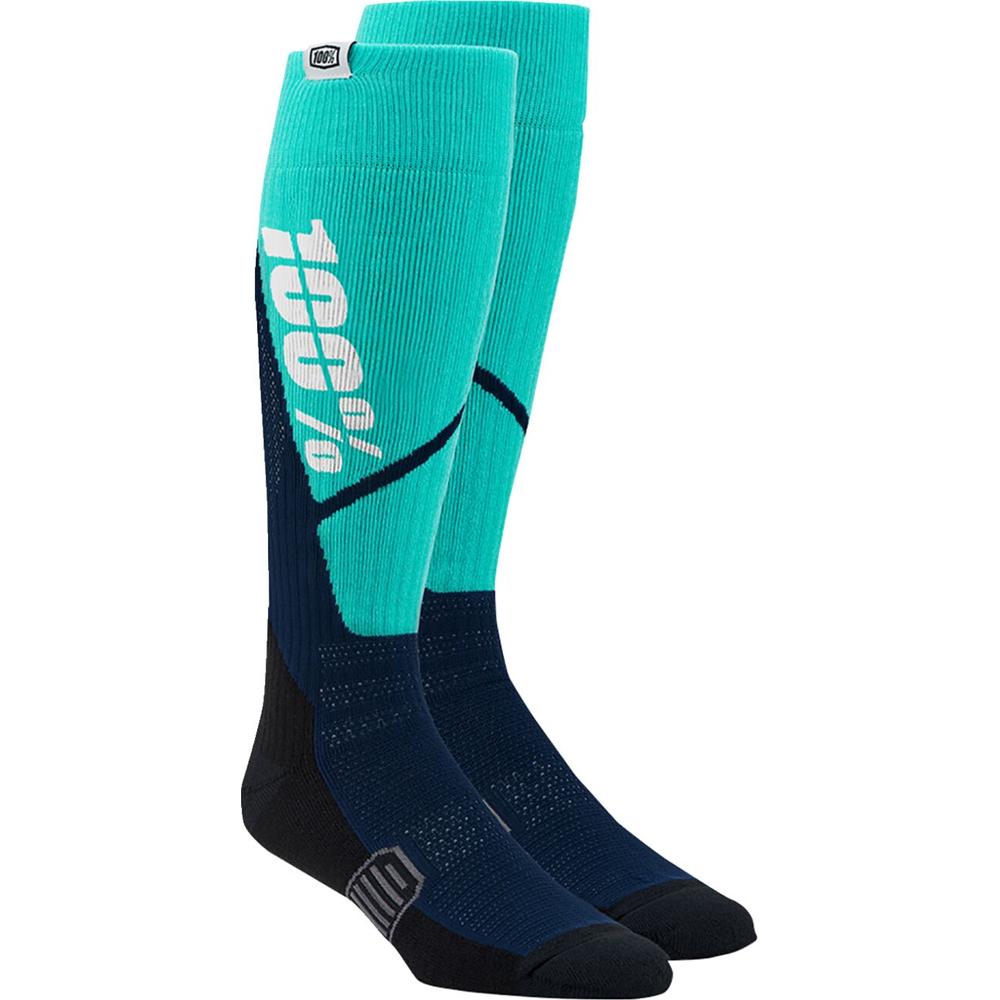 100% Torque Comfort Moto Socks Black / Cyan / Navy