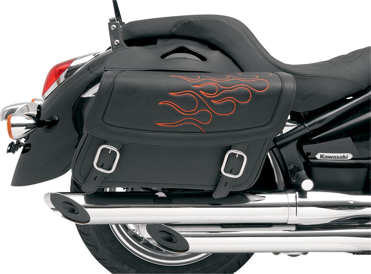 Saddlemen Highwayman Tattoo Flame Saddlebag Black / Orange - FREE UK Shipping, FREE 365 Day Returns | Moto Central