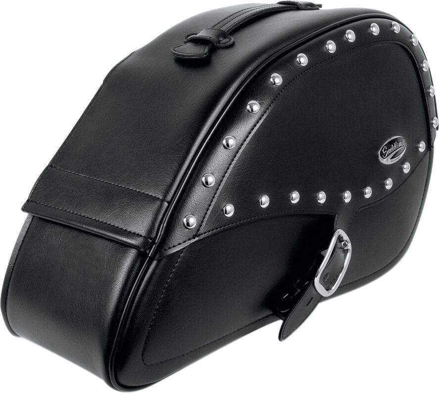 Saddlemen Saddlebag Specific Fit Rigid Mount Synthetic Leather Teardrop Studded Black - FREE UK Shipping, FREE 365 Day Returns | Moto Central