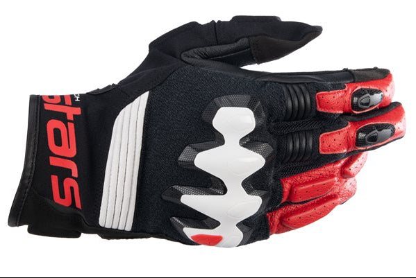 Alpinestars Halo Leather Gloves Black / White / Bright Red - FREE UK Shipping, FREE 365 Day Returns | Moto Central