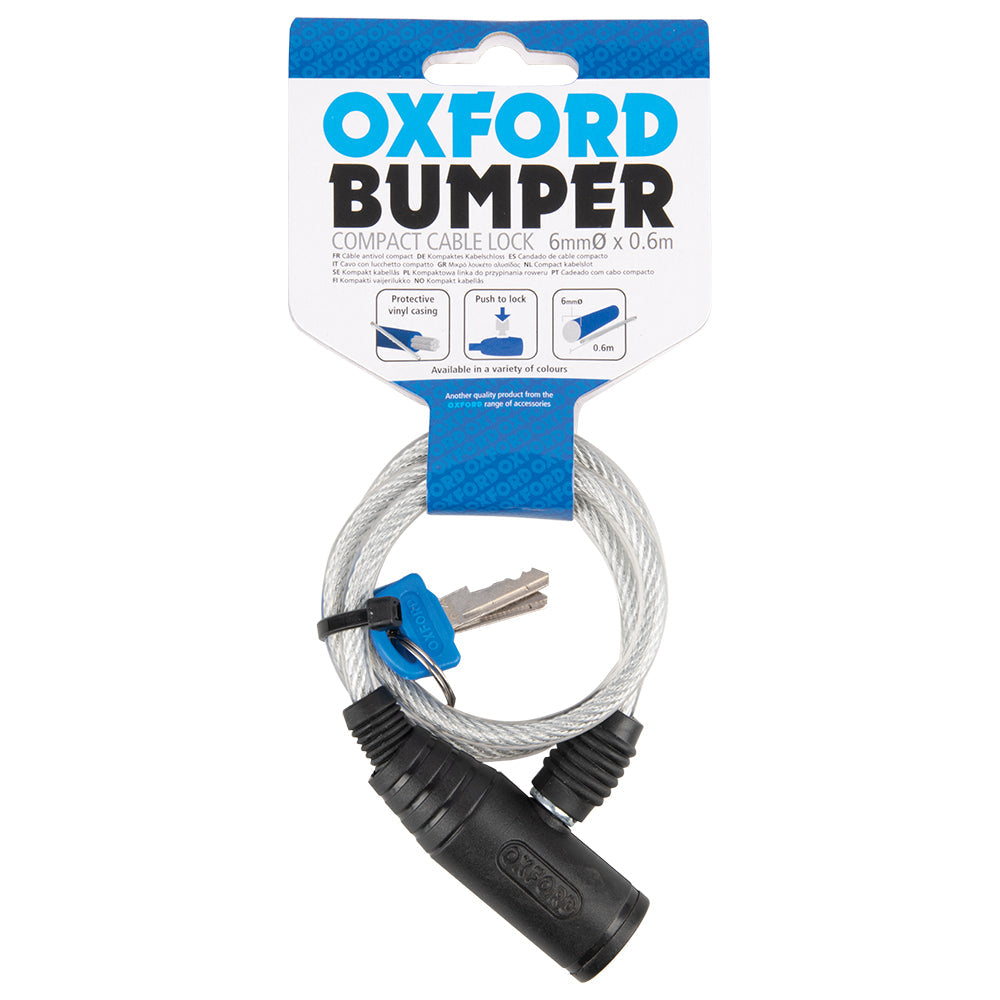 Oxford Bumper Cable Lock Clear - 600 mm x 6 mm - FREE UK Shipping, FREE 365 Day Returns | Moto Central