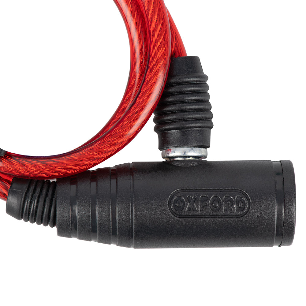 Oxford Bumper Cable Lock Red - 600 mm x 6 mm - FREE UK Shipping, FREE 365 Day Returns | Moto Central