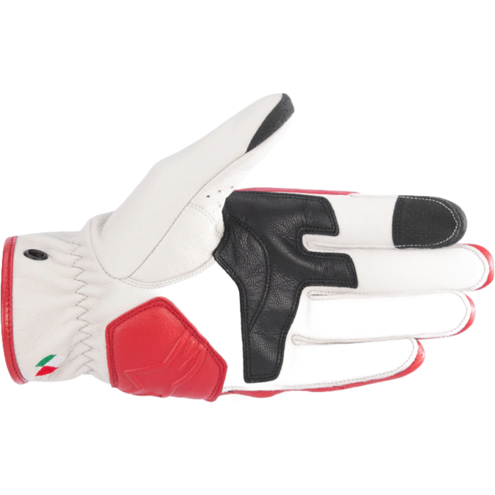 Alpinestars Dyno Leather Gloves Ecru Ruby Red / White