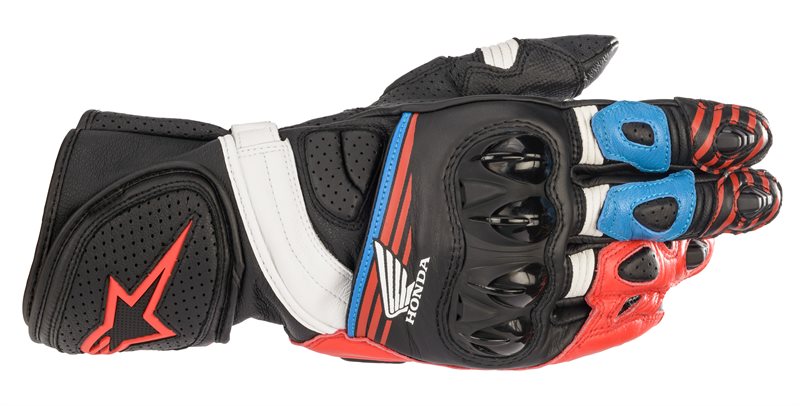 Alpinestars Honda GP Plus R V2 Gloves Black / Bright Red / Blue