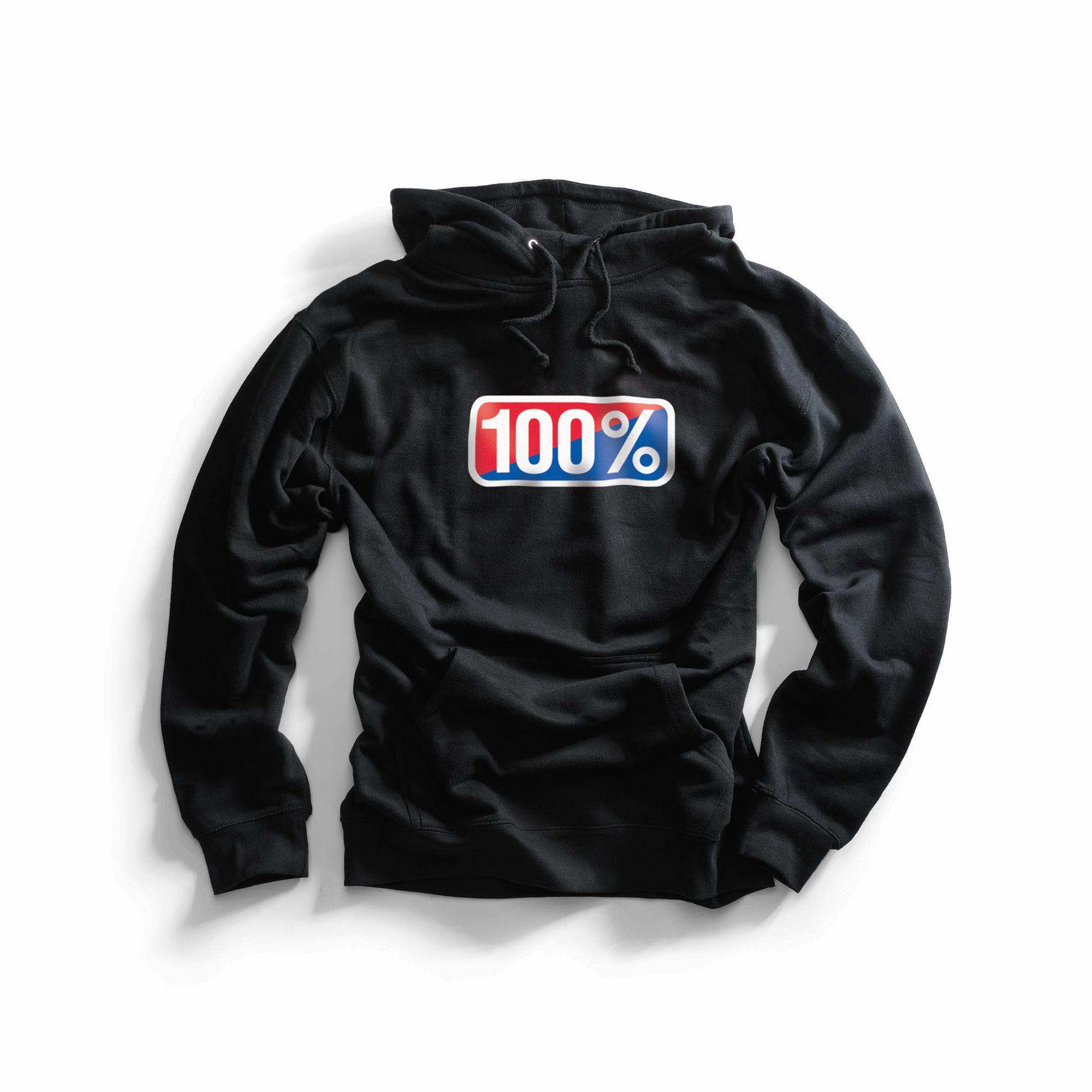 100% Classic Hooded Pullover Sweatshirt Black - FREE UK Shipping, FREE 365 Day Returns | Moto Central