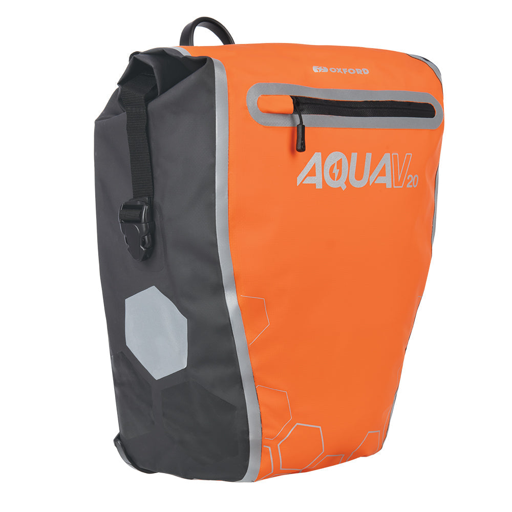 Oxford Aqua V20 Single QR Pannier Bag Orange / Black - 20 Litres