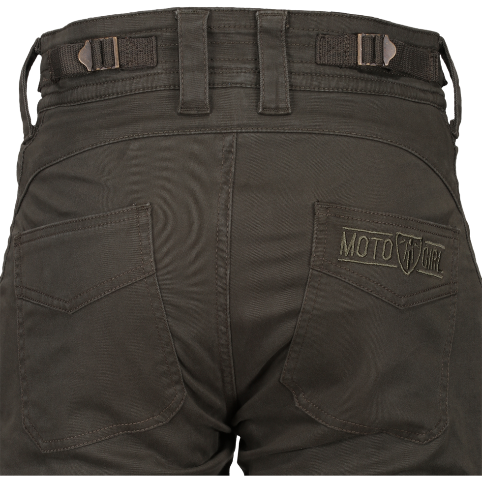 MotoGirl Lara Ladies Cargo Trouser Olive Green - FREE UK Shipping, FREE 365 Day Returns | Moto Central