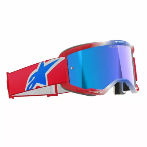 Alpinestars Vision 5 Corp Goggles Red / White / Blue / Mirror Blue - FREE UK Shipping, FREE 365 Day Returns | Moto Central