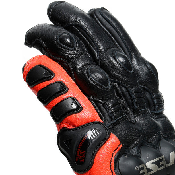 Dainese 4 Stroke 2 Leather Gloves Black / Fluo Red