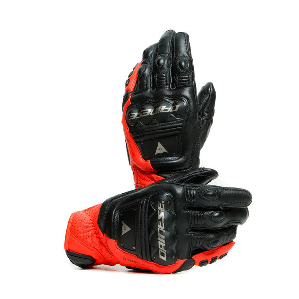 Dainese 4 Stroke 2 Leather Gloves Black / Fluo Red