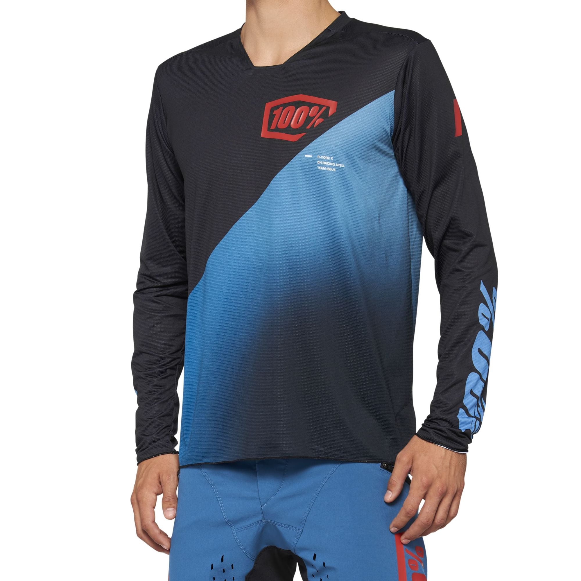 100% R-Core X Long Sleeves Jersey Black / Slate Blue - FREE UK Shipping, FREE 365 Day Returns | Moto Central