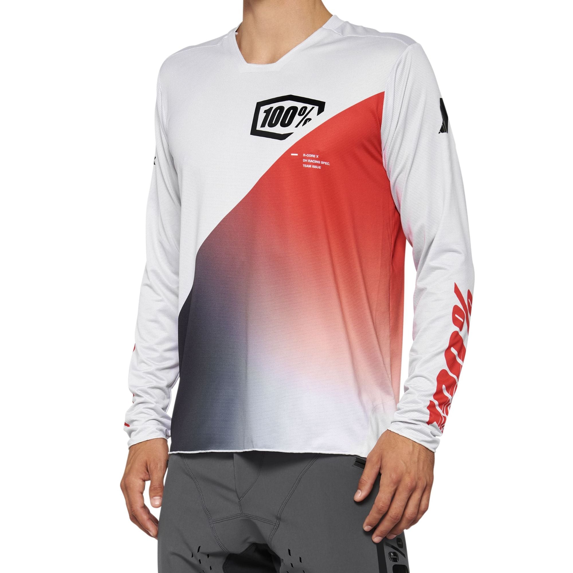 100% R-Core X Long Sleeves Jersey Grey / Racer Red - FREE UK Shipping, FREE 365 Day Returns | Moto Central