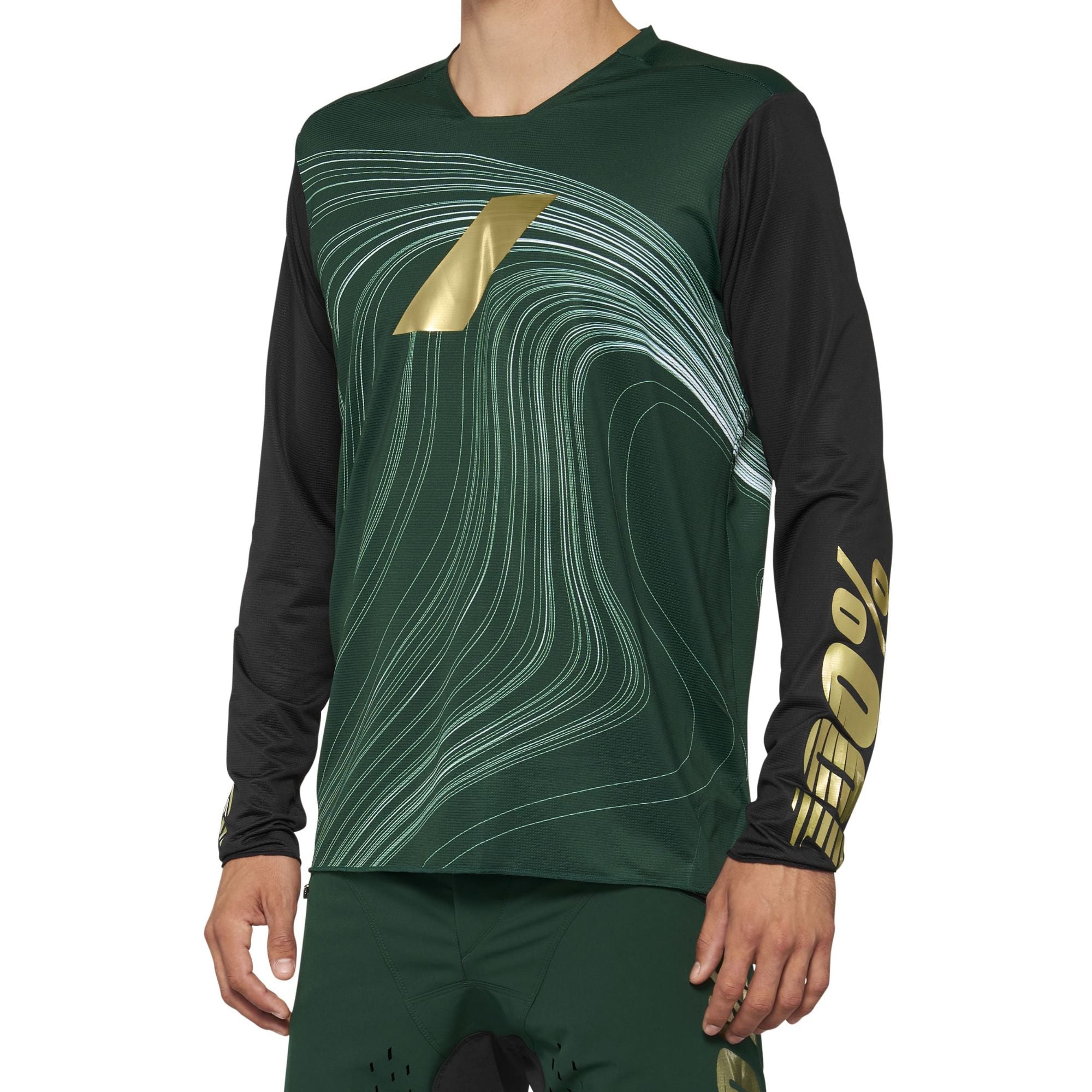 100% R-Core X Long Sleeves Limited Edition Jersey Forest Green - FREE UK Shipping, FREE 365 Day Returns | Moto Central