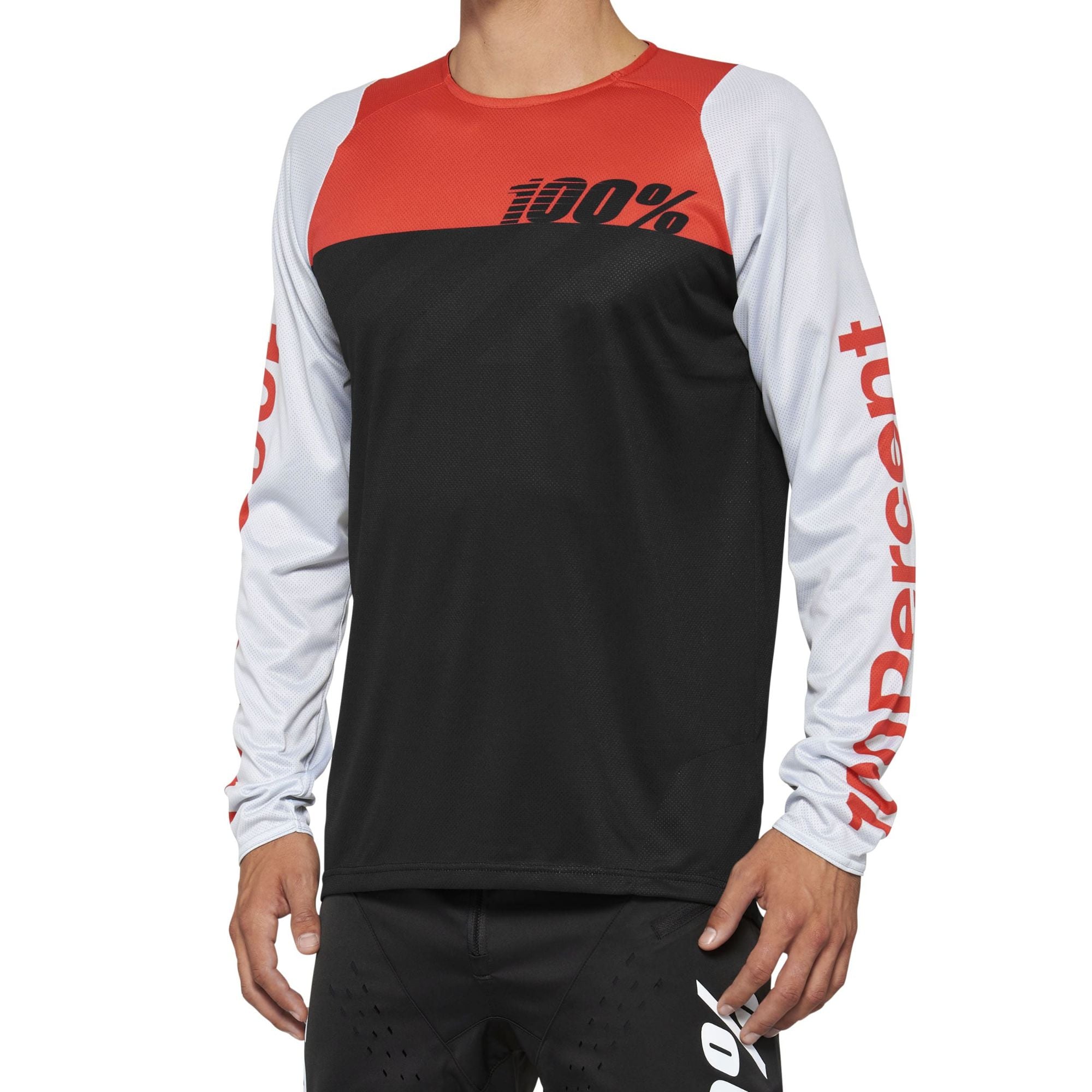 100% R-Core Long Sleeves Jersey Black / Racer Red - FREE UK Shipping, FREE 365 Day Returns | Moto Central