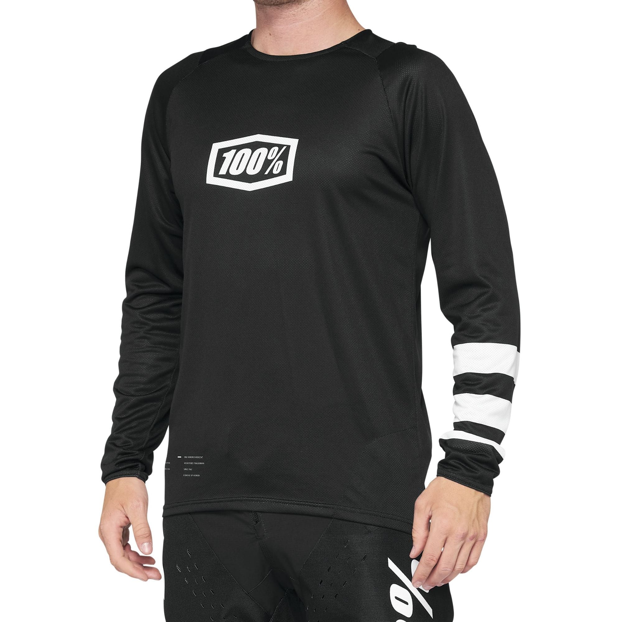 100% R-Core Long Sleeves Jersey Black / White - FREE UK Shipping, FREE 365 Day Returns | Moto Central