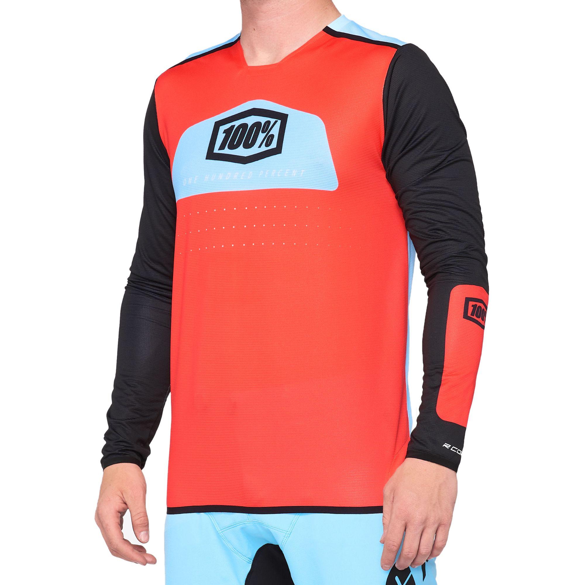 100% R-Core X Jersey Fluo Red / Black - FREE UK Shipping, FREE 365 Day Returns | Moto Central