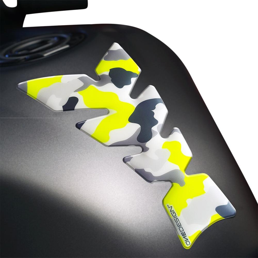 One Design Moon Tank Pad Camo Fluo Yellow - FREE UK Shipping, FREE 365 Day Returns | Moto Central