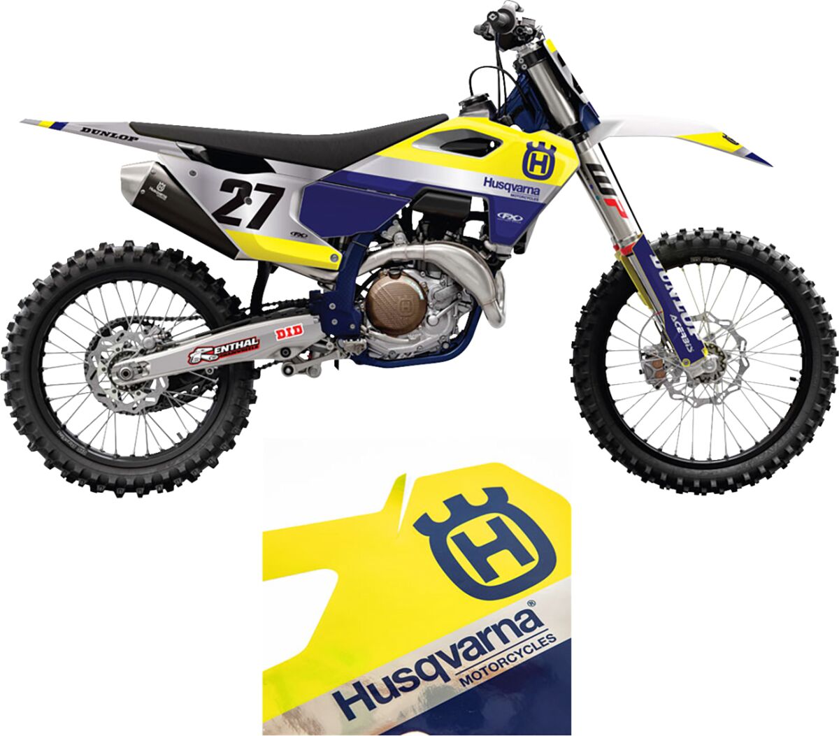 Factory Effex Candy Chrome Series Shroud Graphic Kit Blue / White / Yellow For Husqvarna FC 250 2019