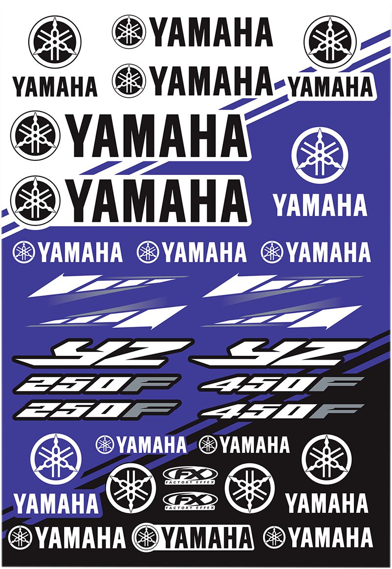 Factory Effex Sticker Sheet Black / Blue / White For Yamaha YZ