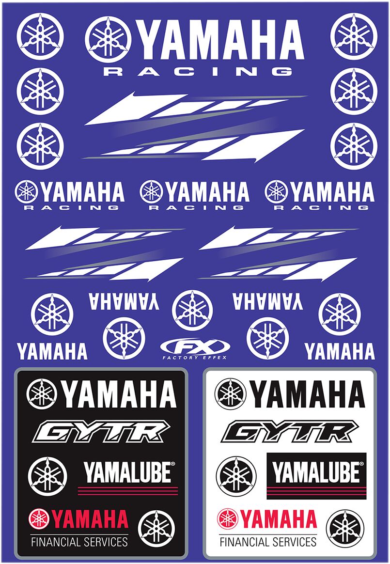 Factory Effex Sticker Sheet Black / Blue / White For Yamaha Racing