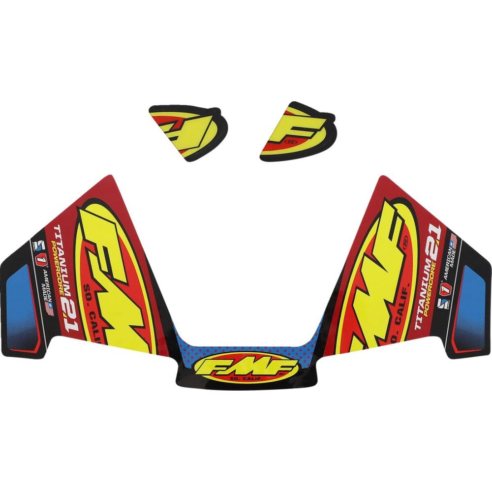 FMF Powercore 2.1 Exhaust Replacement Decal Blue / Red / Yellow