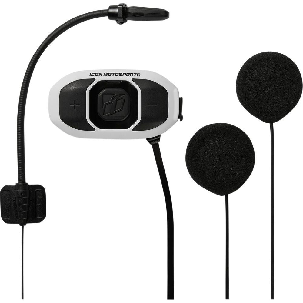 Icon RAU Communicator Helmet Headset Intercom System Black / White