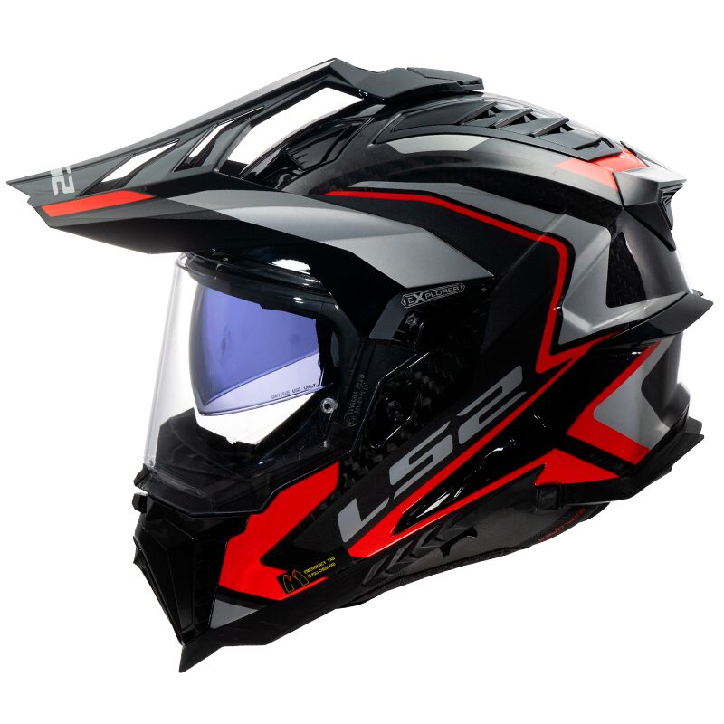 LS2 MX701 Explorer Carbon Frontier 2 Adventure Helmet Red - FREE UK Shipping, FREE 365 Day Returns | Moto Central