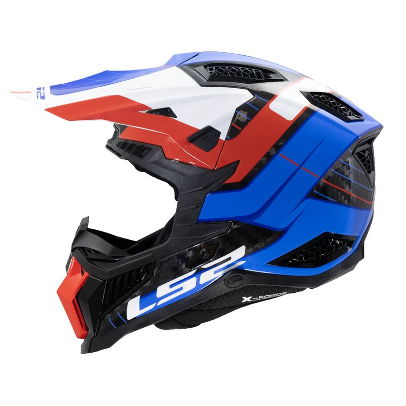 LS2 MX703 X-Force Carbon Motocross Helmet Galuo White / Red / Blue