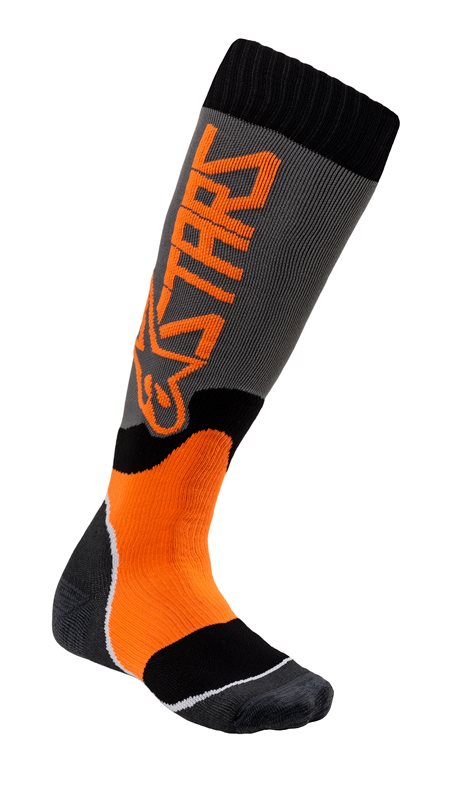 Alpinestars Youth MX Plus-2 Socks Cool Grey / Fluo Orange