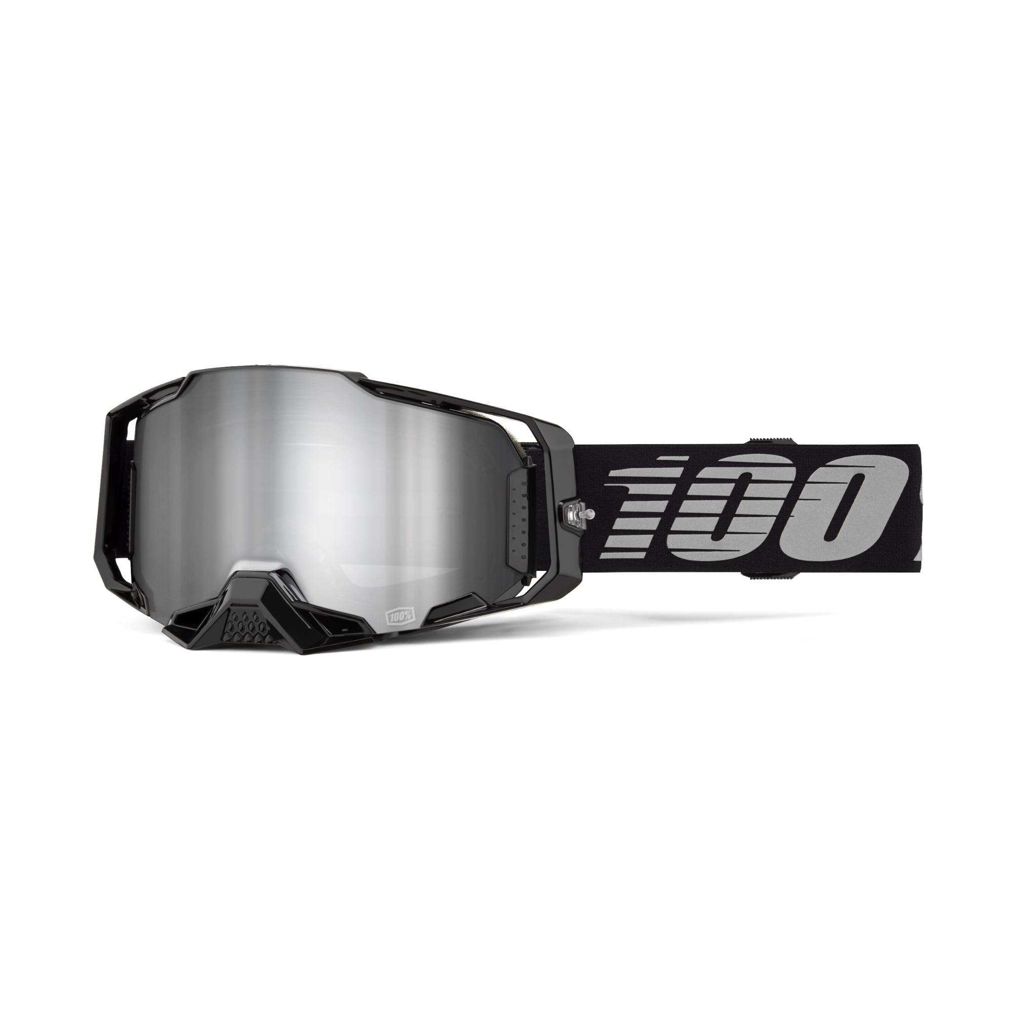 100% Armega Goggles Black / Mirror Silver Lens - FREE UK Shipping, FREE 365 Day Returns | Moto Central