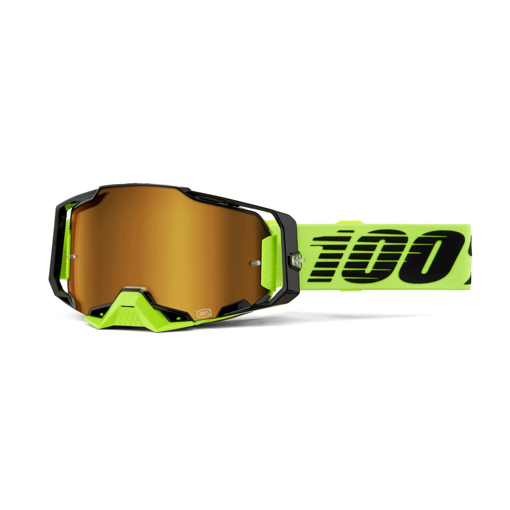 100% Armega Goggles Neon Yellow / Mirror Gold Lens - FREE UK Shipping, FREE 365 Day Returns | Moto Central